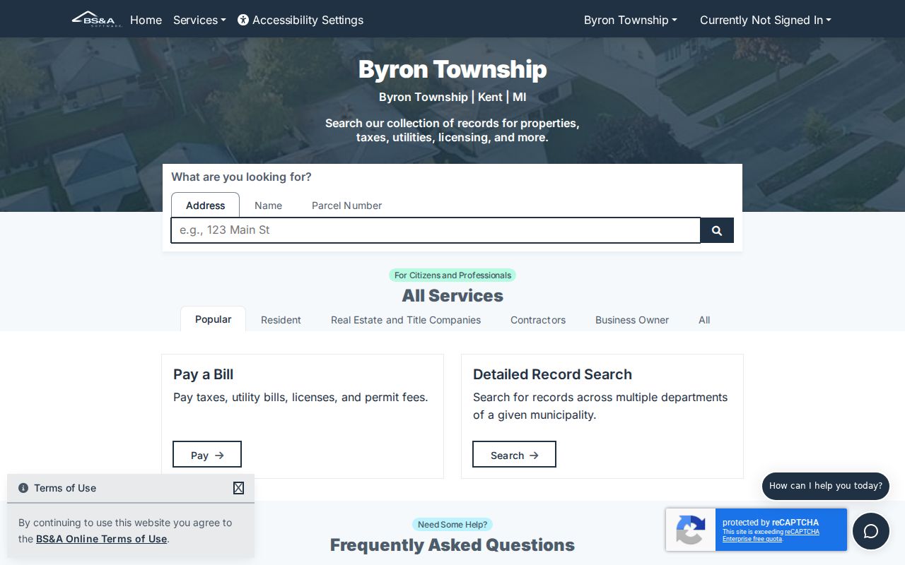 Byron Township residents directory assessor property search