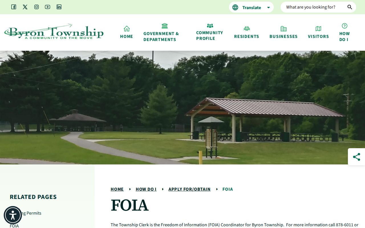 Byron Township residents directory FOIA request materials