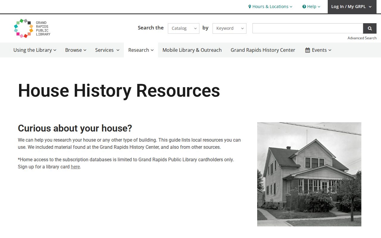 Byron Township previous residents method from the GRPL house-history guide