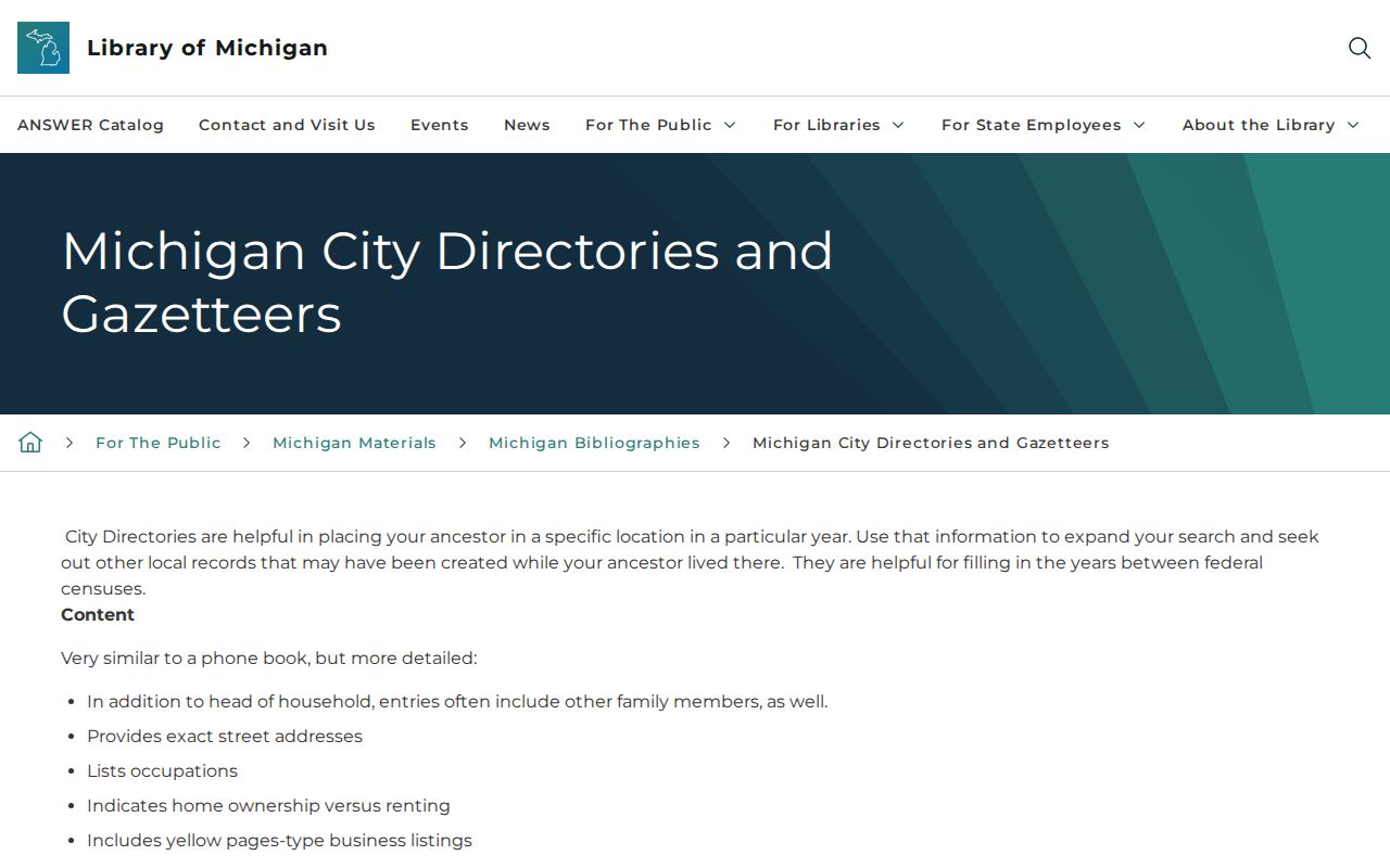 Byron Township city directory guide from the Library of Michigan