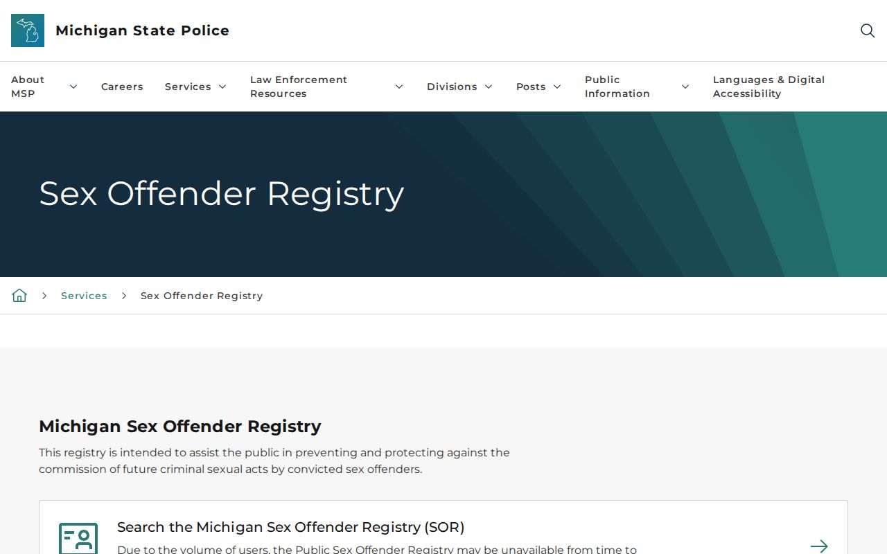 Byron Township resident lookup Michigan public offender registry search