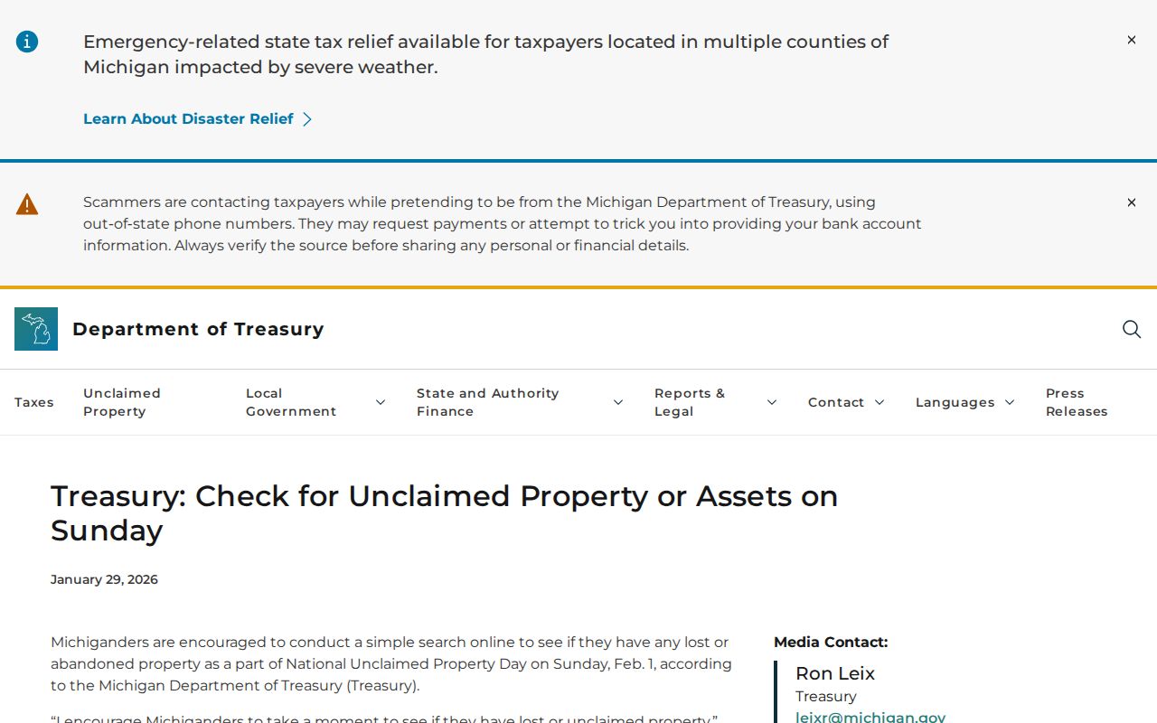 Byron Township residents directory Michigan unclaimed property search